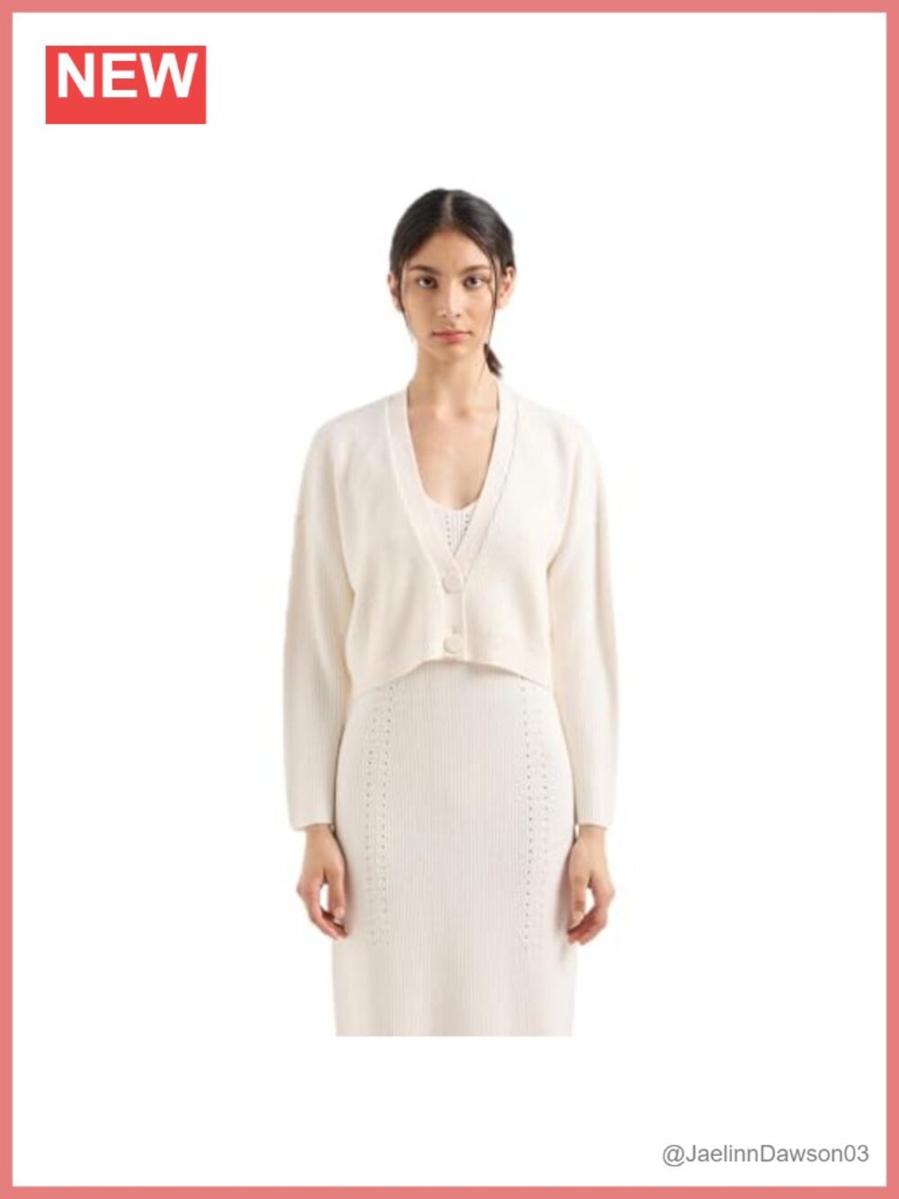 Cropped V-Neck Cardigan Button Closure Long Sleeve Regular Fit
